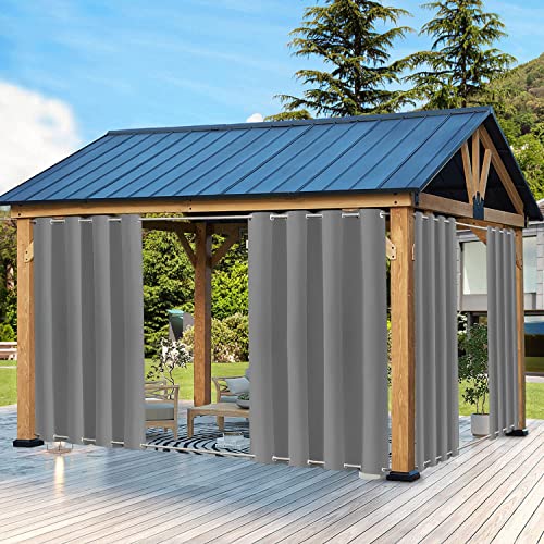 QCLUEU Outdoor Vorhang Wetterfest mit ösen Oben und Unten,Wasserdicht Sichtschutz Sonnenschutz Outdoor Gardine für Balkon Terrasse Veranda Pergola Gartenlaube von QCLUEU