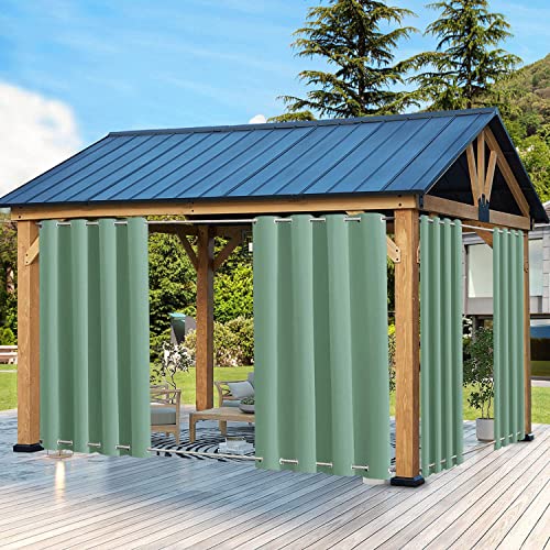 QCLUEU Outdoor Vorhang Wetterfest mit ösen Oben und Unten,Wasserdicht Sichtschutz Sonnenschutz Outdoor Gardine für Balkon Terrasse Veranda Pergola Gartenlaube von QCLUEU