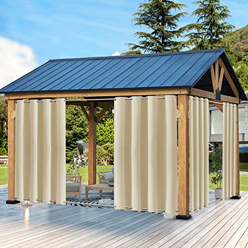 QCLUEU Outdoor Vorhang Wetterfest mit ösen Oben und Unten,Wasserdicht Sichtschutz Sonnenschutz Outdoor Gardine für Balkon Terrasse Veranda Pergola Gartenlaube von QCLUEU