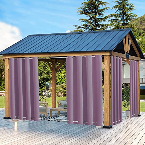 QCLUEU Outdoor Vorhang Wetterfest mit ösen Oben und Unten,Wasserdicht Sichtschutz Sonnenschutz Outdoor Gardine für Balkon Terrasse Veranda Pergola Gartenlaube von QCLUEU