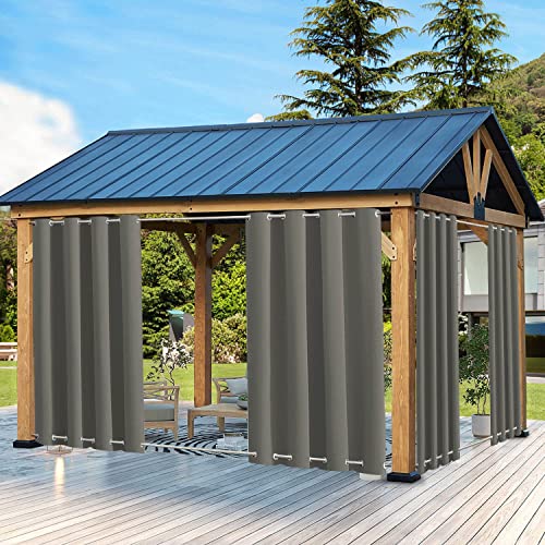 QCLUEU Outdoor Vorhang Wetterfest mit ösen Oben und Unten,Wasserdicht Sichtschutz Sonnenschutz Outdoor Gardine für Balkon Terrasse Veranda Pergola Gartenlaube von QCLUEU