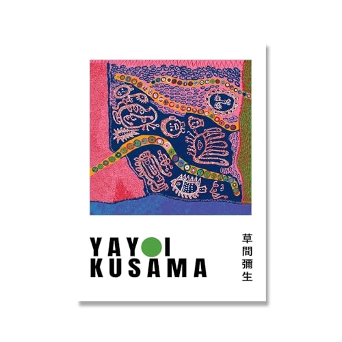 QCODJF OWJIKF Japanisch Yayoi Kusama Poster Moderne Ausstellung Wandkunst Yayoi Kusama Leinwand Malerei und Drucke Home Wohnzimmer Dekor Bild 50x70cm Kein Rahmen von QCODJF OWJIKF