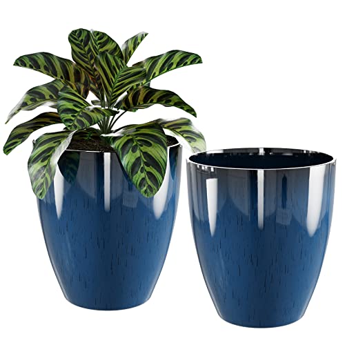 QCQHDU Blumentöpfe Set mit 2 Stück, Ø 25x H 28cm Blumentopf für Innen- und Außenpflanzen mit Entwässerungsloch, Blumentöpfe, moderner dekorativer Übertopf für Gartenpflanzen (blau)… von QCQHDU