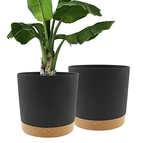 QCQHDU Bumentöpfe 2er Pack 30.5cm,Bumentöpfe für Zimmerpflanzen mit Entwässerungslöchern und abnehmbarem Boden,Untersetzer Modern Dekorativ für Garten Pflanzgefäße im Freien(Dunkelgrau 30.5cm von QCQHDU