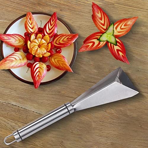 QCSTORE Obstschnitzmesser Edelstahl Obst Schnitzmesser Obst Carving Cutter DIY Teller Dekoration Gemüse Obst Schnitzwerkzeuge Gravierklingen für Gemüsefrucht Melonenschneider von QCSTORE