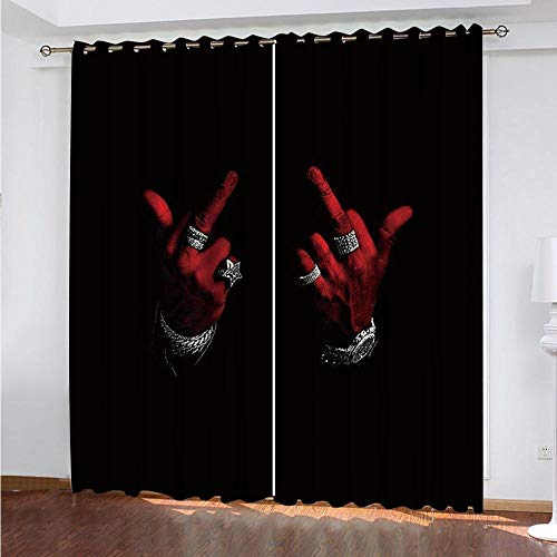QCTTBD Gardinen Vorhang Blickdicht - 280X 245 cm(B X H) - 3D Kreative Gestenmuster Druck Gardinen Lärmminderung Vorhänge Thermo Zimmer Dekoschals Gardine Dekoration Ösenvorhang von QCTTBD
