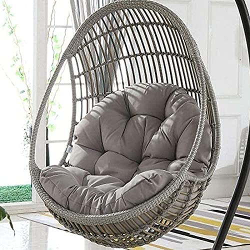 QDCZDQ Rattan Gartenschaukelstuhl Eiförmiger Korbschaukelstuhl Hängematte Hängesessel Großes Kissen Outdoor Indoor Kissen 90 120cm (Stuhl Nicht im Lieferumfang enthalten) Grau von QDCZDQ