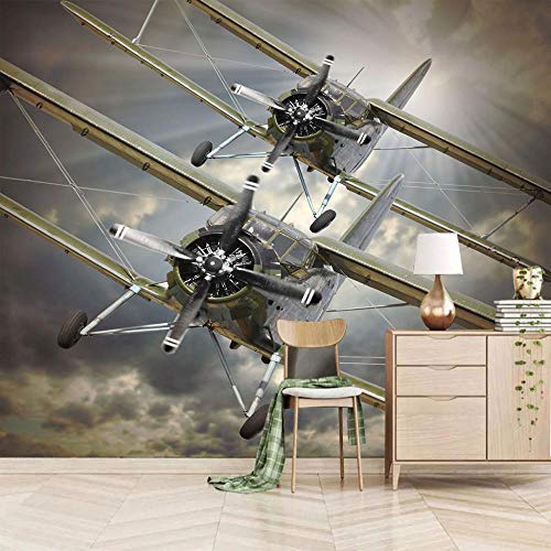 Fototapete 3d effekt Retro Flugzeuge des Zweiten Weltkriegs 200x150cm Vlies Wand Tapete Wohnzimmer Schlafzimmer Büro Flur Dekoration Wandbilder Moderne Wanddeko Tapeten von QDDRL