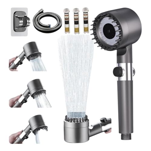 QDDYC Duschkopf mit Filter, Hochdruck Handbrause mit Schlauch, 4 Strahlarten Duschkopf Wassersparend mit Filtration, shower head für Hartes Wasser,Rest-Chlor,Bakterien, Schwermetall, Grau QDDYC Duschkopf mit Filter, Hochdruck Handbrause mit Schlauch, 4 Strahlarten Duschkopf Wassersparend mit Filtration, shower head für Hartes Wasser,Rest-Chlor,Bakterien, Schwermetall, Grau von QDDYC