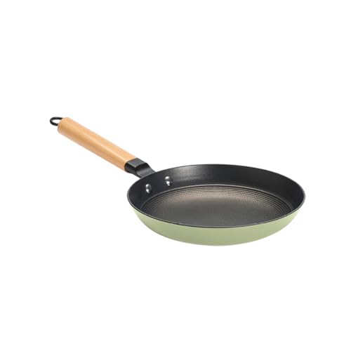 Qdesign Ultraleichte Gusseisenpfanne Ø20 cm – Wabenstruktur mit Antihaftbeschichtung – Kratzfest & PFOA-frei – Holzgriff – Induktionsgeeignet – Grün von Qdesign