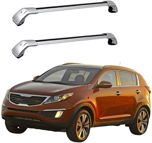 QDFGNKBAI Auto Dachträger für KIA Sportage 2010 2011 2012 2013 2014 2015, Dachgepäckträger Integrierte Dachreling Verstellbare Abschließbare Autoteile,A/Silver von QDFGNKBAI