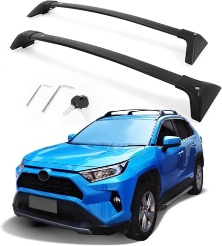 QDFGNKBAI Auto Dachträger für RAV4 2019 2020 2021 2022 2023 2024, Dachgepäckträger Integrierte Dachreling Verstellbare Abschließbare Autoteile von QDFGNKBAI