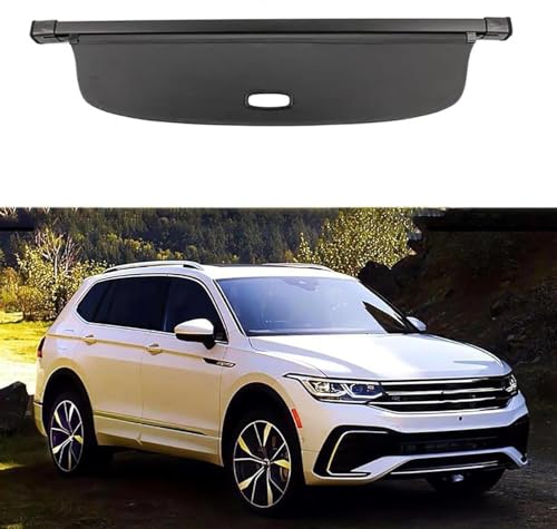 QDFGNKBAI Auto Laderaumabdeckung Rollo für V.W Tiguan L Allspace 2017-2024, Gepäckraumabdeckung Einziehbare Trennwand hintere Kofferraum Frachtabdeckung Zubehör von QDFGNKBAI