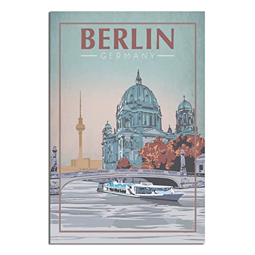 Berlin Deutschland Vintage Reise Poster Malerei Poster Moderne Familie Leinwand Kunst Poster Schlafzimmer Deko von QDJH
