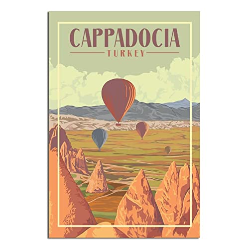 Cappadocia Turkey Vintage Reise Poster Malerei Poster Moderne Familie Leinwand Kunst Poster Schlafzimmer Deko von QDJH