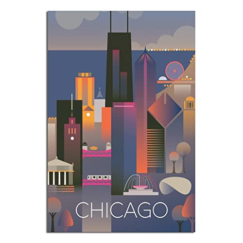 Chicago Vintage Reiseposter Gemälde Poster Schlafzimmer Deko von QDJH