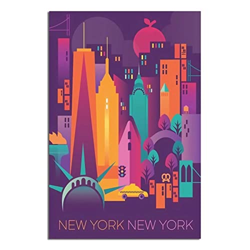 Poster, Motiv: New York, Vintage, Reiseposter, Schlafzimmer, dekorativ von QDJH