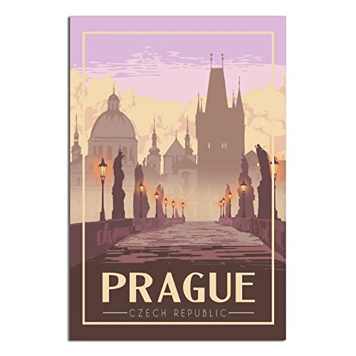 Prag Vintage Reise Poster Malerei Poster Moderne Familie Leinwand Kunst Poster Schlafzimmer Deko von QDJH