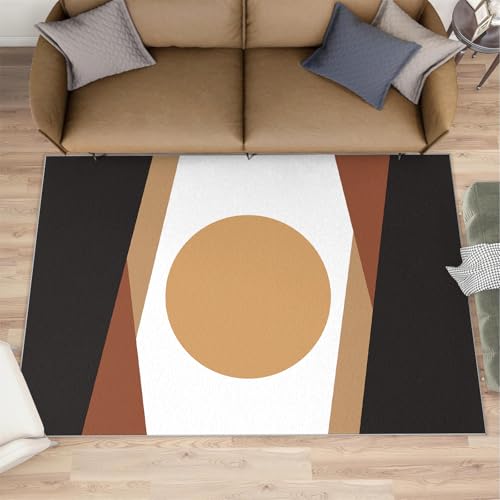 Abstrakter geometrischer Teppich moderner minimalistischer Schlafzimmerteppich symmetrisches Muster geometrischer Kreisteppich großer faltbarer Teppich für Wohnzimmer Nachttisch Balkon 180x220 cm von QDJKBL