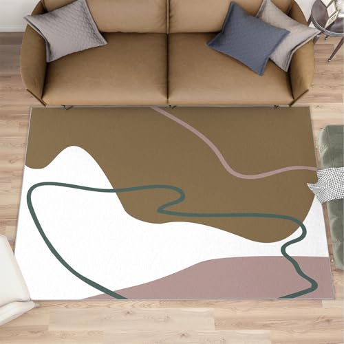 Abstrakter geometrischer Teppiche mit farbigen geschwungenen Linien nordischer mittelalterlicher Teppich weicher maschinenwaschbarer einfacher Teppich für Wohnzimmer Schlafzimmer Küche 70x140 cm von QDJKBL