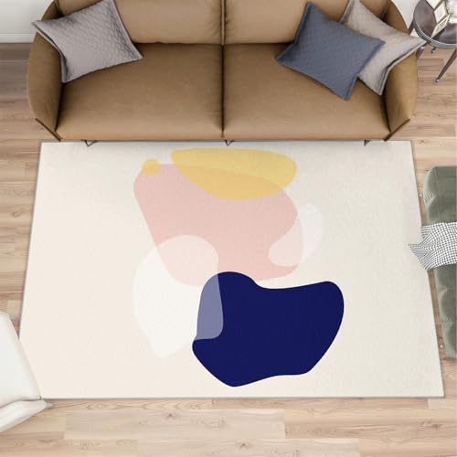 Abstrakter geometrischer Teppiche nordischer mittelalterlicher Teppich für das Wohnzimmer Aquarell böhmischer minimalistischer Teppiche waschbarer Teppich mit niedrigem Flor rutschfester 150x200 cm von QDJKBL