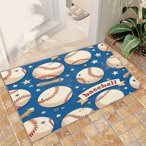 Baseball-Teppiche für Jungen und Kinder Schlafzimmer Sportteppich Vintage-Baseball-Muster Teppiche mit Sportmotiv Dekor-Teppichunterlage für Wohnzimmer, Café, Büro, Fußmatten, Veranda 60x140 cm Baseball-Teppiche für Jungen und Kinder Schlafzimmer Sportteppich Vintage-Baseball-Muster Teppiche mit Sportmotiv Dekor-Teppichunterlage für Wohnzimmer, Café, Büro, Fußmatten, Veranda 60x140 cm von QDJKBL