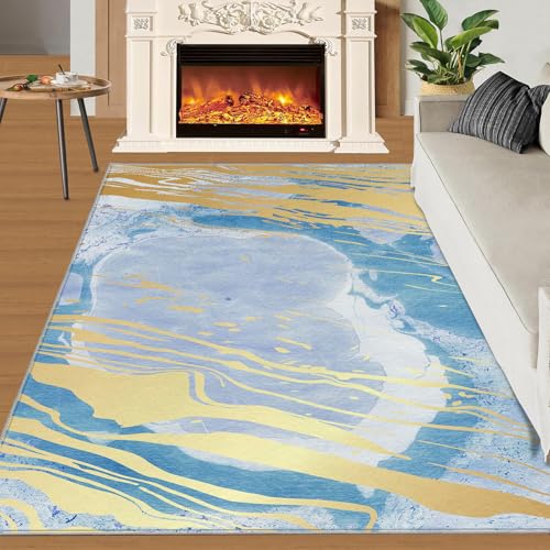 Marineblauer Marmor-Teppich Luxuriöser Teppich Mit Abstrakter Marmorstruktur Abstrakte Fußmatte Aus Blauem und Goldenem Marmor Waschbare Küchen-Fußmatte für Schlafzimmer und Wohnzimmer 120x180 cm Marineblauer Marmor-Teppich Luxuriöser Teppich Mit Abstrakter Marmorstruktur Abstrakte Fußmatte Aus Blauem und Goldenem Marmor Waschbare Küchen-Fußmatte für Schlafzimmer und Wohnzimmer 120x180 cm von QDJKBL