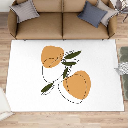 QDJKBL Abstrakte Obst-Teppiche weißer einfacher Teppich für das Wohnzimmer Abstrakter minimalistischer geometrischer Teppich mittelalterliche Teppiche für Schlafzimmer Fußmatten Veranda 180x240 cm von QDJKBL