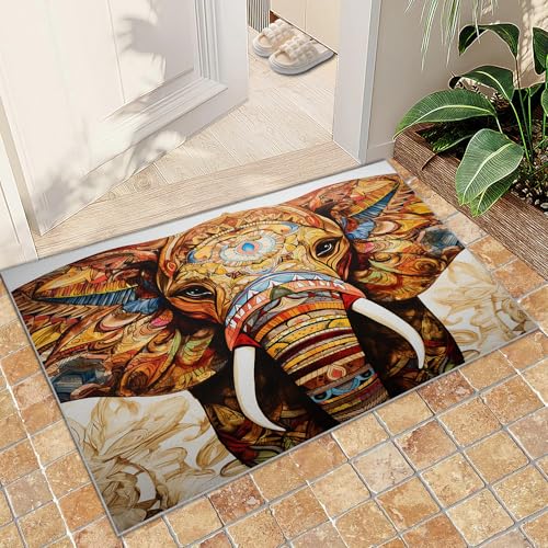 QDJKBL Afrikanischer Elefanten-Teppich, Mandala, Bohemian-Elefanten-Teppich, indischer tropischer Wildtier Teppichboden, großer Rutschfester Tierteppich für Schlafzimmer, Küche, Esszimmer 60x120 cm QDJKBL Afrikanischer Elefanten-Teppich, Mandala, Bohemian-Elefanten-Teppich, indischer tropischer Wildtier Teppichboden, großer Rutschfester Tierteppich für Schlafzimmer, Küche, Esszimmer 60x120 cm von QDJKBL