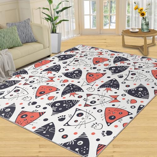 QDJKBL Cartoon-Katzen-Teppiche, süßer Katzenteppich, moderner Fantasy-Cartoon-Teppich, Tier-Schlafzimmerteppich für Kinder, maschinenwaschbarer Teppich für Wohnzimmer, Kinderzimmer 180x270 cm QDJKBL Cartoon-Katzen-Teppiche, süßer Katzenteppich, moderner Fantasy-Cartoon-Teppich, Tier-Schlafzimmerteppich für Kinder, maschinenwaschbarer Teppich für Wohnzimmer, Kinderzimmer 180x270 cm von QDJKBL