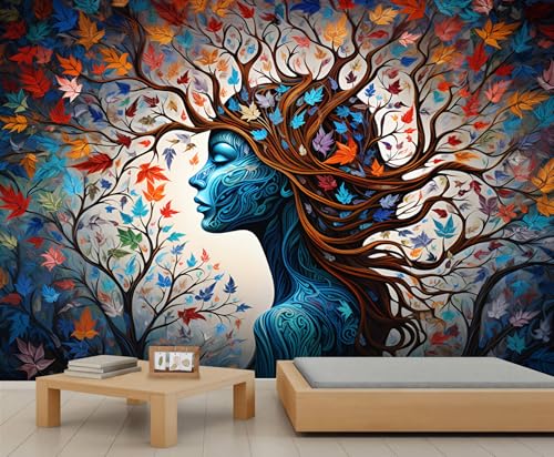 QDJKBL Herbstwald-Wandbild-Tapete, Fantasie-Frauen-Baum-Wandbild, Zauberwald-Schlafzimmer-Wandbilder, Aquarell-Baumzweige, Tapete für Wohnzimmer, Badezimmer 365 x 254 cm QDJKBL Herbstwald-Wandbild-Tapete, Fantasie-Frauen-Baum-Wandbild, Zauberwald-Schlafzimmer-Wandbilder, Aquarell-Baumzweige, Tapete für Wohnzimmer, Badezimmer 365 x 254 cm von QDJKBL