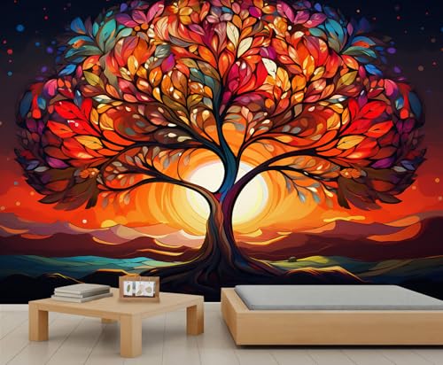 QDJKBL Mandala-Baum-Wandbild, Sonnenuntergang, Aquarell-Baum, Wandbilder, verzauberte Baum-Wandtapete, böhmische abstrakte botanische Tapete für Schlafzimmer und Wohnzimmer 400 x 280 cm QDJKBL Mandala-Baum-Wandbild, Sonnenuntergang, Aquarell-Baum, Wandbilder, verzauberte Baum-Wandtapete, böhmische abstrakte botanische Tapete für Schlafzimmer und Wohnzimmer 400 x 280 cm von QDJKBL