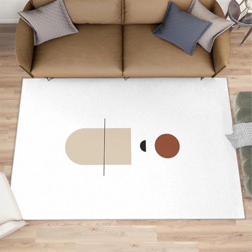 QDJKBL Minimalistischer geometrischer Teppich für das Wohnzimmer moderner weißer einfacher Teppiche mit geometrischen Formen Schlafzimmer dekorativer Teppich für die Küche das Kinderzimmer 150x240 cm von QDJKBL
