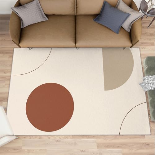 QDJKBL Minimalistischer geometrischer Teppiche für Schlafzimmer kreisförmiger geometrischer Teppich moderner einfacher Teppich zeitgenössischer Kunstteppich für Schlafzimmer Küche Esszimmer 70x140 cm von QDJKBL