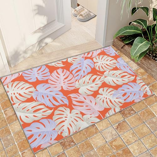 QDJKBL Teppich Mit Tropischen Blättern Plantain-Palmenblätter-Teppich Tropischer Regenwaldpflanzen Teppiche Moderner Rutschfester Waschbarer Teppiche für Wohnzimmer Schlafzimmer Bauernhaus 50x80 cm von QDJKBL