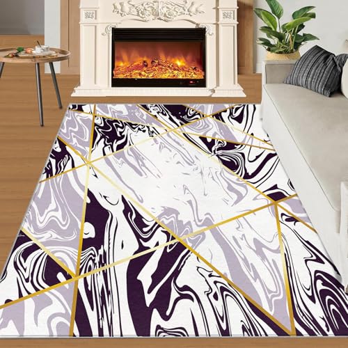 QDJKBL Teppiche Mit Marmorstruktur Gewellter Gestreifter Geometrischer Teppich Einfache Goldene Linien Wohnzimmerteppich Rutschfester Moderner Teppich für Schlafzimmer Küche Badezimmer 160x220 cm QDJKBL Teppiche Mit Marmorstruktur Gewellter Gestreifter Geometrischer Teppich Einfache Goldene Linien Wohnzimmerteppich Rutschfester Moderner Teppich für Schlafzimmer Küche Badezimmer 160x220 cm von QDJKBL