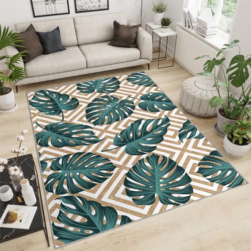 Smaragdgrüne Teppiche Tropischen Pflanzen Luxuriöser Schlafzimmerteppich Mit Bananenpalmenblättern Natürlicher Teppich Mit Tropischen Blättern Waschbarer Outdoor Teppich für Wohnzimmer 70x140 cm Smaragdgrüne Teppiche Tropischen Pflanzen Luxuriöser Schlafzimmerteppich Mit Bananenpalmenblättern Natürlicher Teppich Mit Tropischen Blättern Waschbarer Outdoor Teppich für Wohnzimmer 70x140 cm von QDJKBL