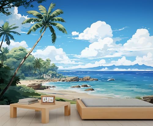 Tropisches Strand-Wandbild für Schlafzimmer, Urlaubsinsel-Strand-Wandbilder, blaues Ozean-Wandbild, natürliche Landschaft, 3D-Tapeten-Wandbilder für Wohnzimmer, Schlafzimmer, Badezimmer 430 x 300 cm Tropisches Strand-Wandbild für Schlafzimmer, Urlaubsinsel-Strand-Wandbilder, blaues Ozean-Wandbild, natürliche Landschaft, 3D-Tapeten-Wandbilder für Wohnzimmer, Schlafzimmer, Badezimmer 430 x 300 cm von QDJKBL