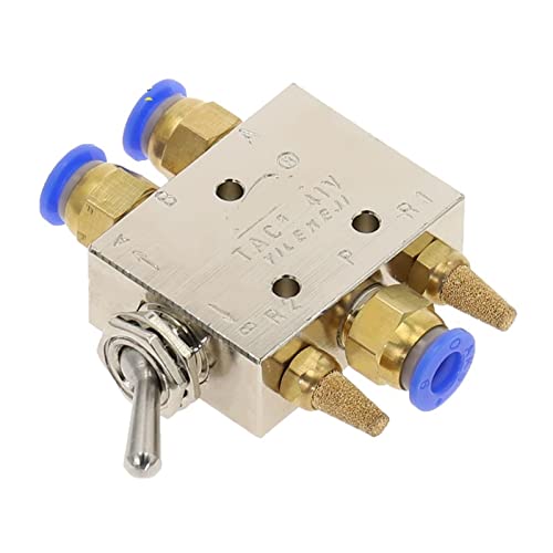 QDMLDOKCF TAC2-41V Auslassventil 2 Positionen 5-Wege 1/8 Zoll; Selbstsichernder Kipphebel, mechanisches Ventil, pneumatischer Ventilschalter mit Armaturen, Schalldämpfer, 1 Stück(TAC2-41V-PC6MM) von QDMLDOKCF