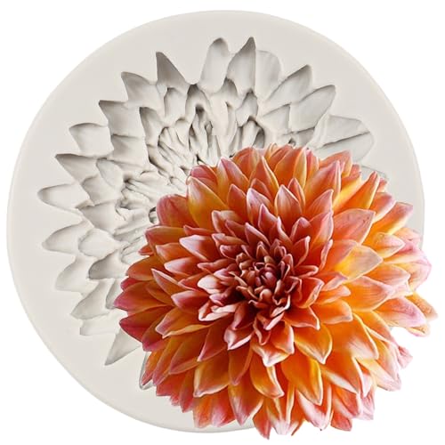 QDMOLDS Dahlien-Silikonform, Chrysanthemen-Blume, Fondantformen für Blumen, Kuchen, Dekoration, Cupcake-Topper, Schokolade, Süßigkeiten, Polymerton, Gummipaste von QDMOLDS