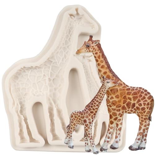 QDMOLDS Silikonform Giraffe Mutter und Baby Giraffe Fondant Formen für Dschungel Tier Kuchen Dekoration Cupcake Topper Schokolade Süßigkeiten Polymer Clay Gummipaste von QDMOLDS