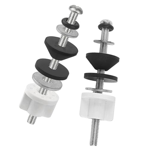 Universal WC-Sitz-Scharnierschrauben-Set, wasserdicht, Edelstahl, robuste WC-Bolzen und Gummi-Unterlegscheiben, Dichtungen mit extra langer Mutter, weiße Kunststoff-Down-Lock-Schraube zur Befestigung Universal WC-Sitz-Scharnierschrauben-Set, wasserdicht, Edelstahl, robuste WC-Bolzen und Gummi-Unterlegscheiben, Dichtungen mit extra langer Mutter, weiße Kunststoff-Down-Lock-Schraube zur Befestigung von QDOCURO