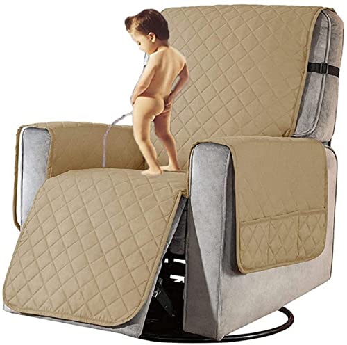 QDPJ Sesselschutz TV-Sessel Wasserfester Anti-Rutsch-Sesselschutz Freizeitsessel Sofa-Schutz Freizeitsessel mit Armlehnen 1-Sitzer Sesselbezug Waschbarer Sesselschutz (Large,Beige) von QDPJ