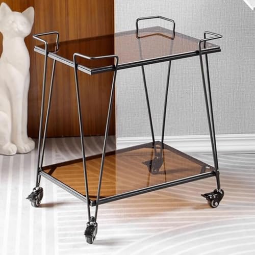 QDZC 2-teiliger Metall-Glas-Rollwagen mit verschließbaren Rädern, Badezimmer-Ablageböden, mobiler Wagen, Servierwagen, Organizer für Küche, Schlafzimmer und Büro Black QDZC 2-teiliger Metall-Glas-Rollwagen mit verschließbaren Rädern, Badezimmer-Ablageböden, mobiler Wagen, Servierwagen, Organizer für Küche, Schlafzimmer und Büro Black von QDZC