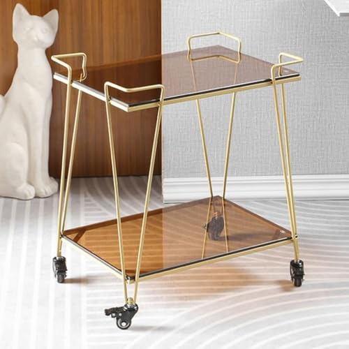 QDZC 2-teiliger Metall-Glas-Rollwagen mit verschließbaren Rädern, Badezimmer-Ablageböden, mobiler Wagen, Servierwagen, Organizer für Küche, Schlafzimmer und Büro Gold QDZC 2-teiliger Metall-Glas-Rollwagen mit verschließbaren Rädern, Badezimmer-Ablageböden, mobiler Wagen, Servierwagen, Organizer für Küche, Schlafzimmer und Büro Gold von QDZC
