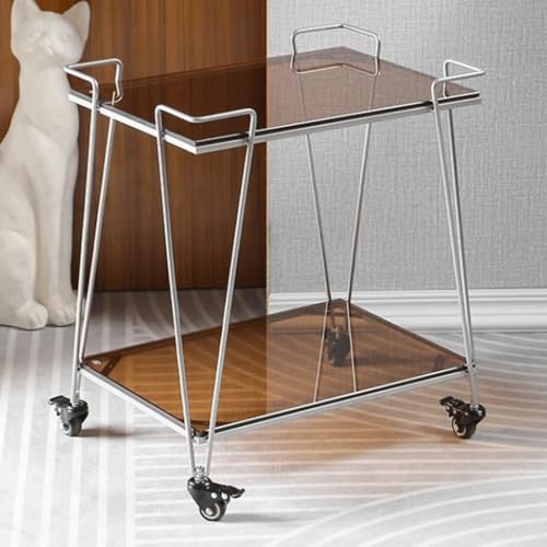 QDZC 2-teiliger Metall-Glas-Rollwagen mit verschließbaren Rädern, Badezimmer-Ablageböden, mobiler Wagen, Servierwagen, Organizer für Küche, Schlafzimmer und Büro Silver QDZC 2-teiliger Metall-Glas-Rollwagen mit verschließbaren Rädern, Badezimmer-Ablageböden, mobiler Wagen, Servierwagen, Organizer für Küche, Schlafzimmer und Büro Silver von QDZC