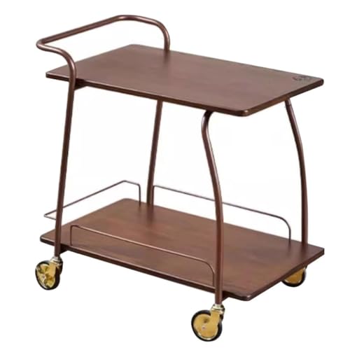 QDZC 2-teiliger Rollwagen aus Tiergummi-Holz mit Griff und arretierbaren Rädern, mobiler Wagen mit Ablageflächen, Servierwagen und Organizer für Küche, Schlafzimmer, Büro und Wohnzimmer Brown QDZC 2-teiliger Rollwagen aus Tiergummi-Holz mit Griff und arretierbaren Rädern, mobiler Wagen mit Ablageflächen, Servierwagen und Organizer für Küche, Schlafzimmer, Büro und Wohnzimmer Brown von QDZC
