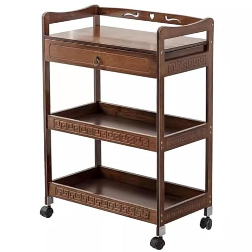 QDZC 3-stufiger Holz-Aufbewahrungs-Utility-Wagen mit Schublade und Rollen, mobiler Trolley mit Ablageflächen, Servierwagen und Organizer für Küche, Schlafzimmer Brown QDZC 3-stufiger Holz-Aufbewahrungs-Utility-Wagen mit Schublade und Rollen, mobiler Trolley mit Ablageflächen, Servierwagen und Organizer für Küche, Schlafzimmer Brown von QDZC