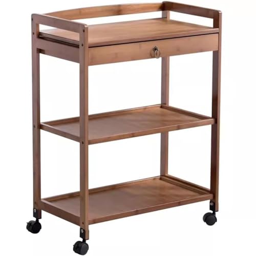 QDZC 3-stufiger Holz-Aufbewahrungswagen mit Schublade und abschließbaren Rollen, mobiler Trolley mit Ablageflächen, Servierwagen, Organizer für Küche, Büro und Wohnzimmer Brown QDZC 3-stufiger Holz-Aufbewahrungswagen mit Schublade und abschließbaren Rollen, mobiler Trolley mit Ablageflächen, Servierwagen, Organizer für Küche, Büro und Wohnzimmer Brown von QDZC