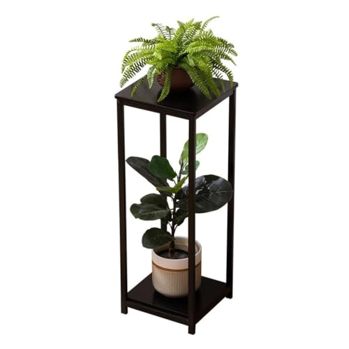QDZC Holz 2-stufiger Pflanzenständer, chinesischer Retro-Stil quadratisches hohes Blumenlagerregal, multifunktionales Eckpflanzregal, großes Pflanzenorganisator-Displayregal M von QDZC